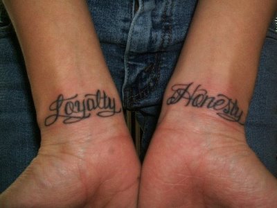 Feminine Script  Tattoo On Both Wrist