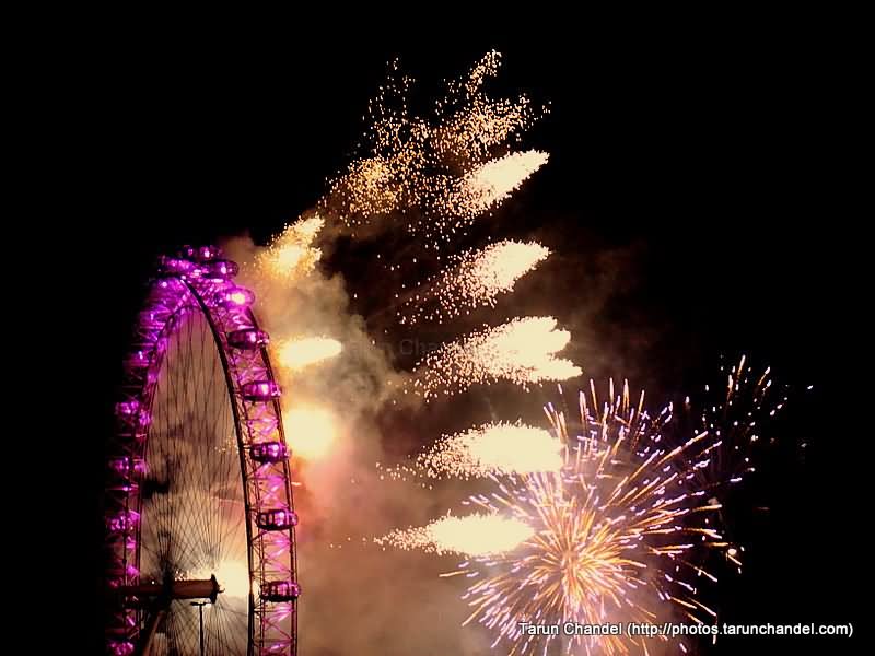 Fireworks Over The London Eye At Night