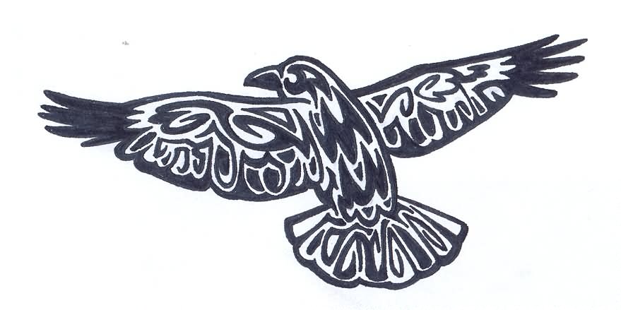 Flying Norse Raven Tattoo Design Idea