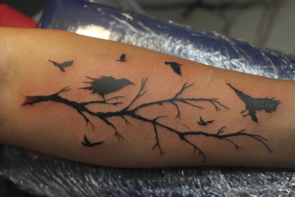Flying Raven Silhouette Tattoo by Arthousegrafika