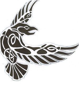 Flying Tribal Odin's Ravens Tattoo Design