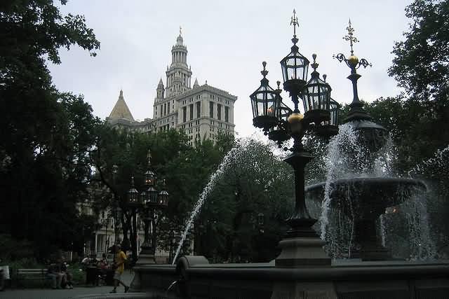 Fountain In New York City Hall Park