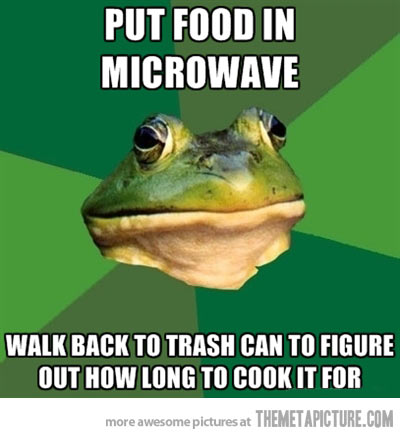 Funny Lazy Meme Walk Back To Trash Can To Figure Out How Long To Cook It For Picture