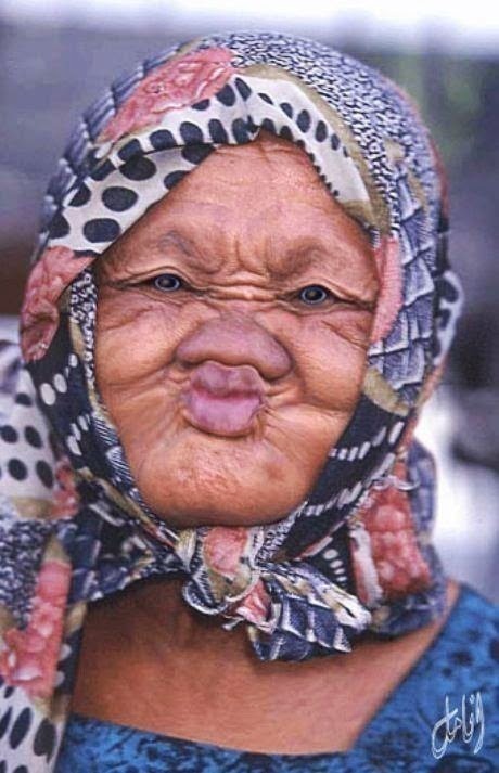 Funny Old Lady Making Duck Face Picture For Whatsapp