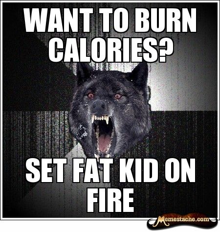 Funny Wolf Meme Want To Burn Calories Set Fat Kid On Fire Image