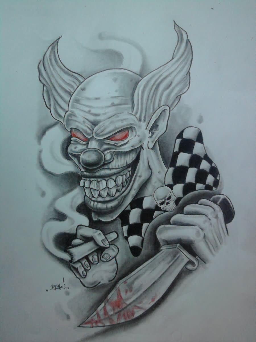 Gangster Joker Clown Tattoo Design