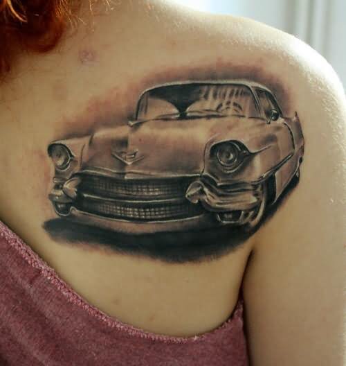 Girl Back Shoulder Car Tattoo