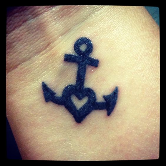 Heart Anchor Wrist Tattoo