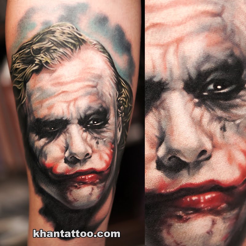 Heath Ledger Joker Tattoo On Sleeve.