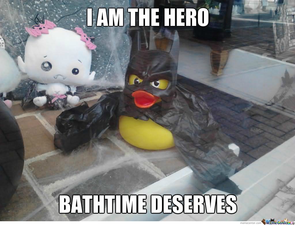 I Am The Hero Bathtime Deserves Funny Duck Meme Photo For Whatsapp