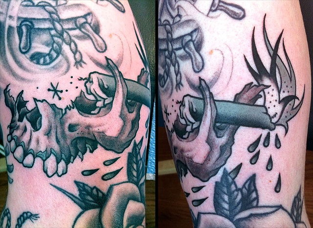 Incredible Candle Burning At Both Ends Tattoo