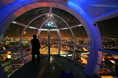 Inside A Capsule Of London Eye At Night