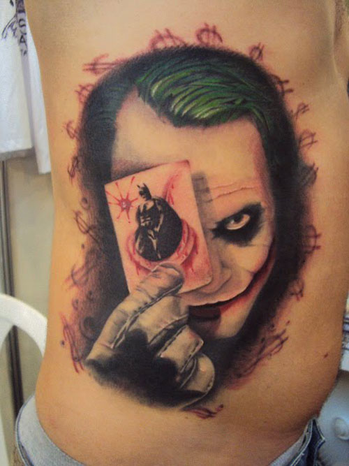 Joker Card Tattoo On Side Rib For Men
