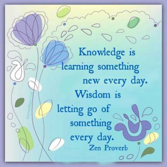 Knowledge is learning something new every day. Wisdom is letting go of something every day