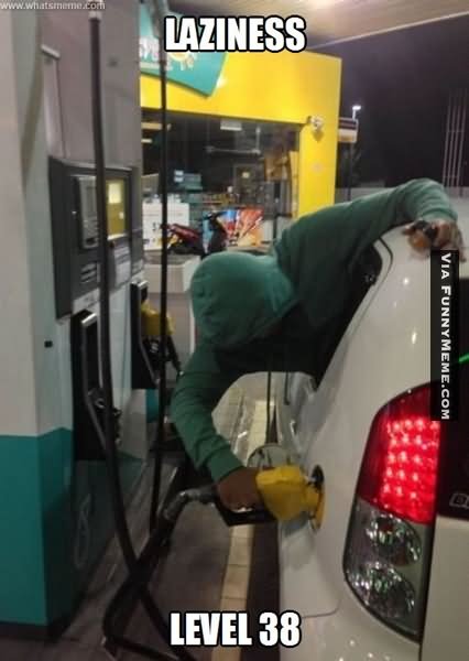 Lazy Man Filling Petrol In Car Very Funny Picture For Facebook