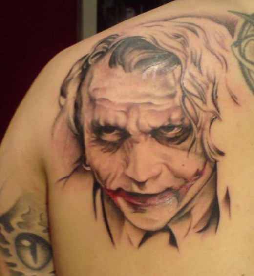 Left Back Shoulder Joker Tattoo