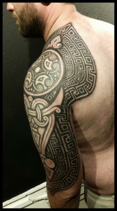 Left Shoulder Grey Scandinavian Tattoo