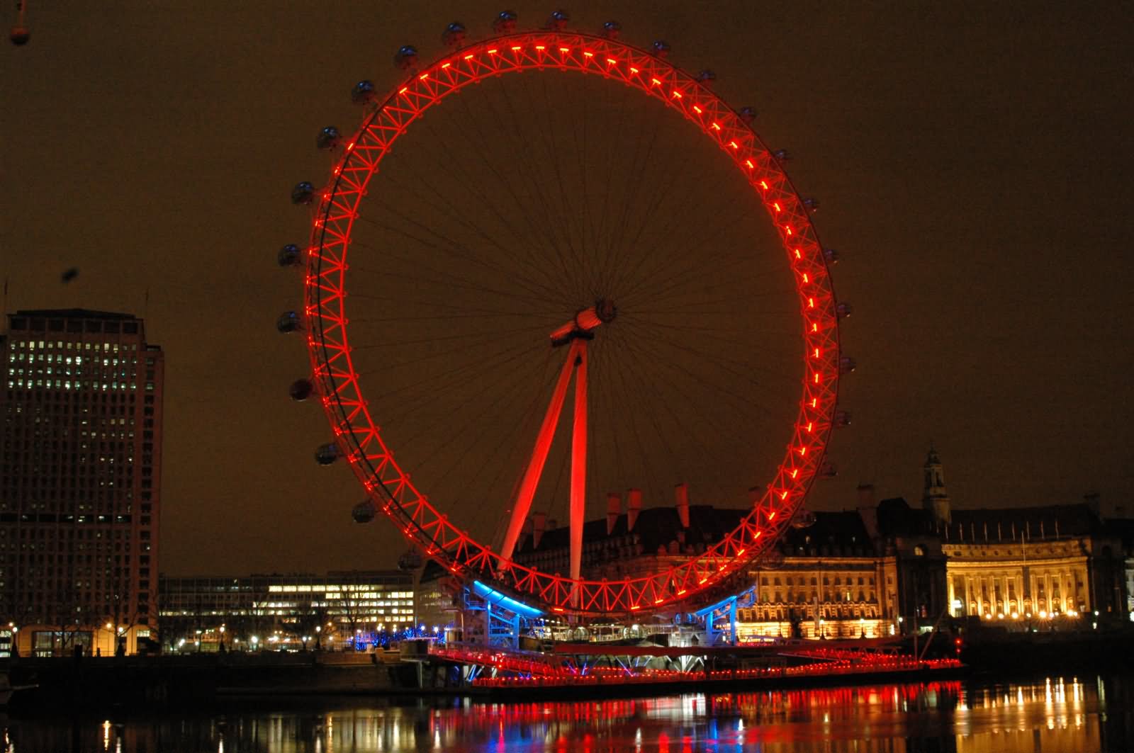 London Eye In Red At Night