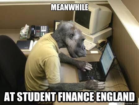 Meanwhile At Student Finance England Funny Monkey Meme Image