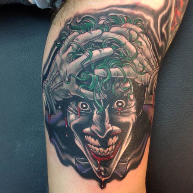 Medusa Batman Joker Tattoo On Bicep
