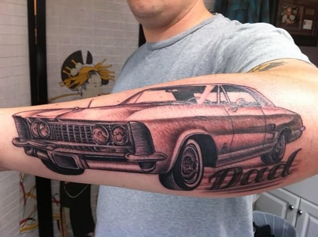 Memorial Dad Car Tattoo On Left Arm
