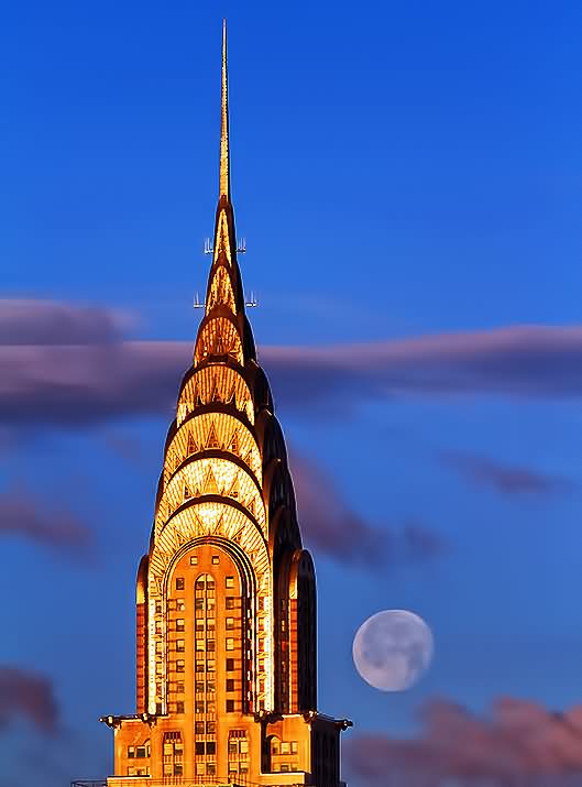 Moon Hovers Near Chrysler Building