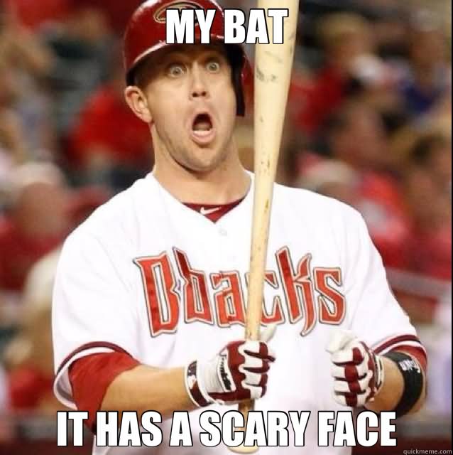 My Bat It Has A Scary Face Funny Baseball Meme Image
