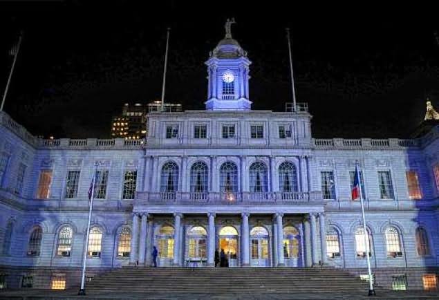 New York City Hall Night View Front Picture