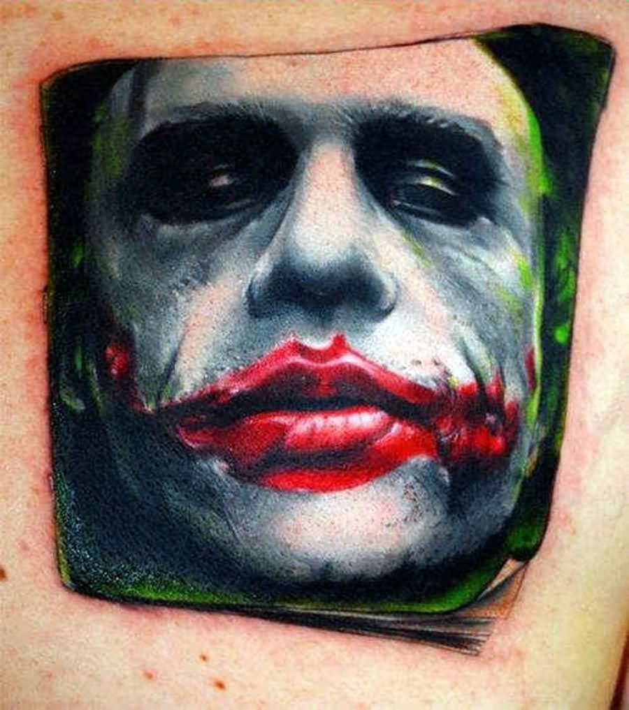 Nice Joker Face Tattoo by Bez of Triplesix Studios