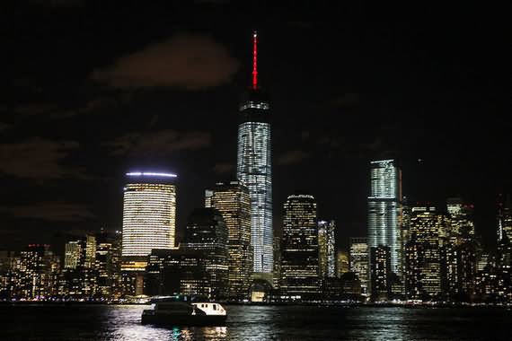 One World Trade Center Lit Up At Night