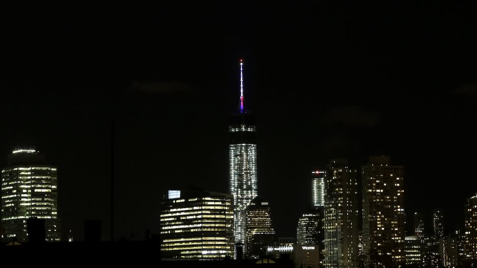 One World Trade Center Lit Up Night Picture