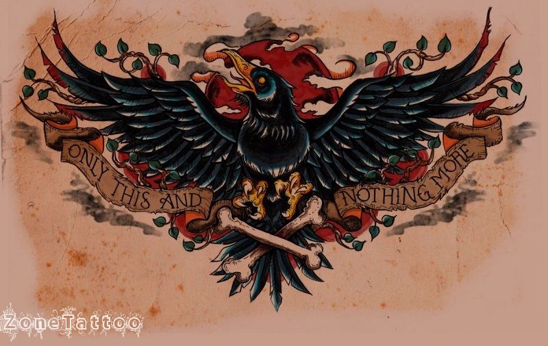 Only This And Nothing More Banner And Poe Raven Tattoo Design