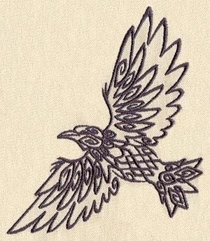 Outline Flying Norse Raven Tattoo Design