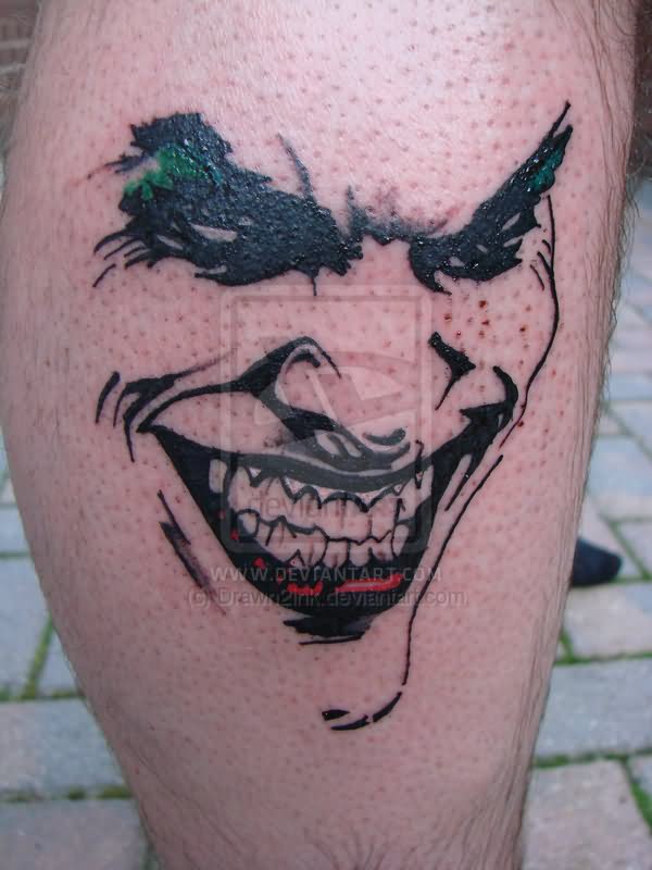 Outline Joker Head Tattoo by Drawn2ink