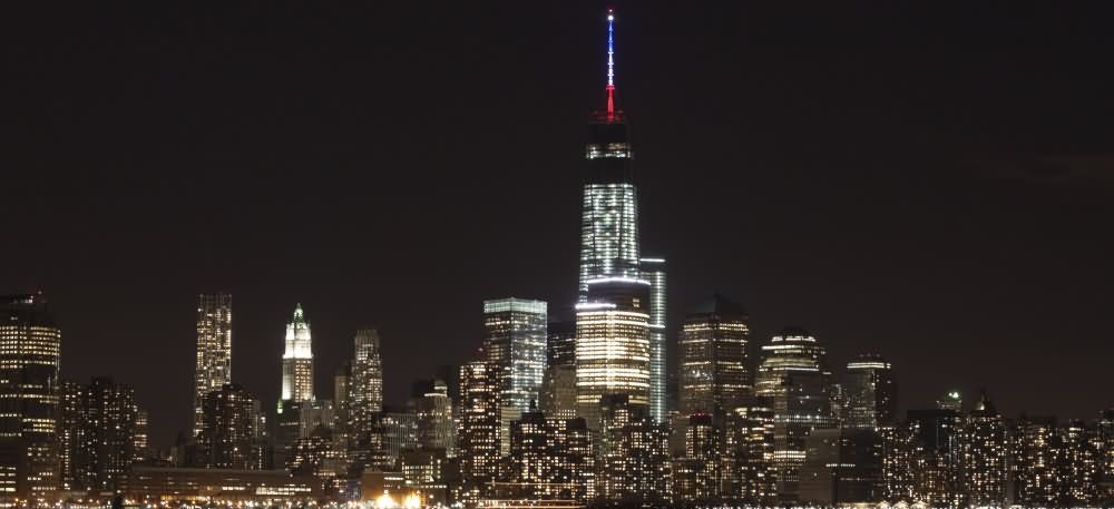 Panorama Night View Of One World Trade Center