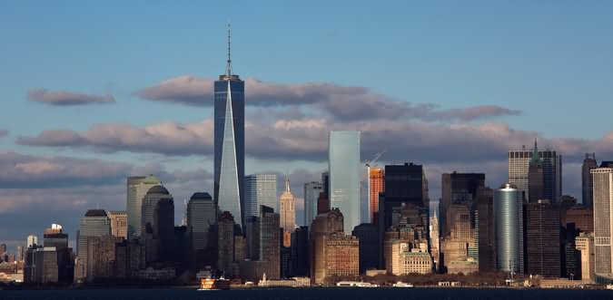 Panorama View Of One World Trade Center And Surrounding Buildings