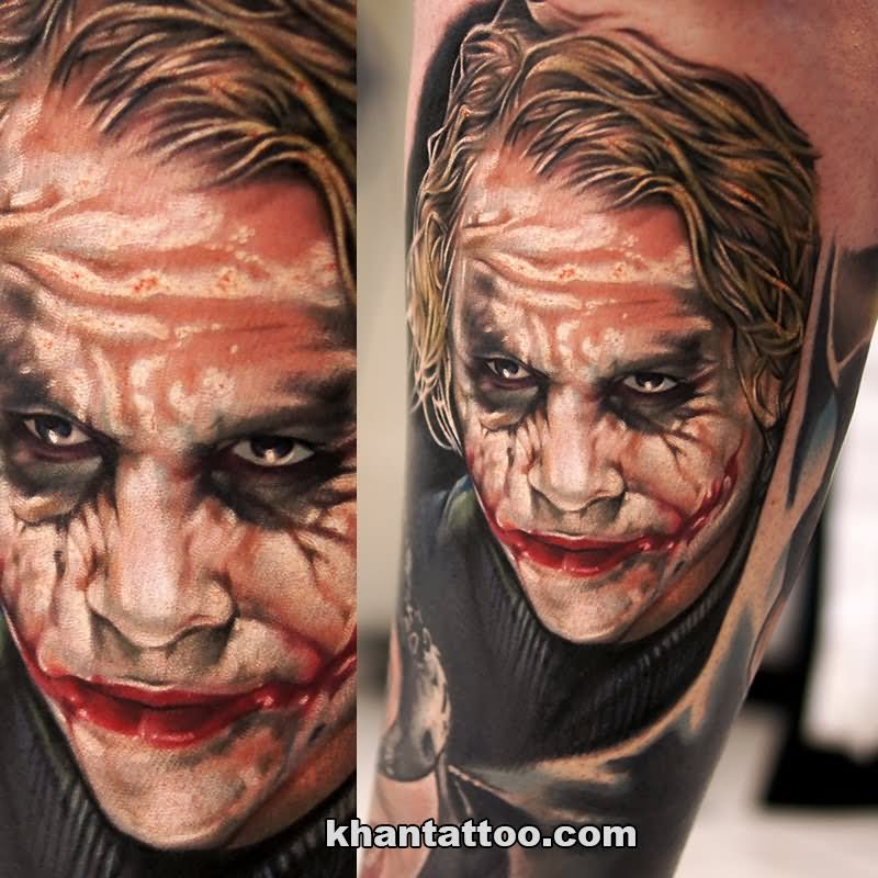 Realistic Joker Head Tattoo