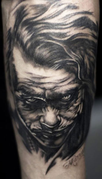 Realistic Joker Tattoo On Arm
