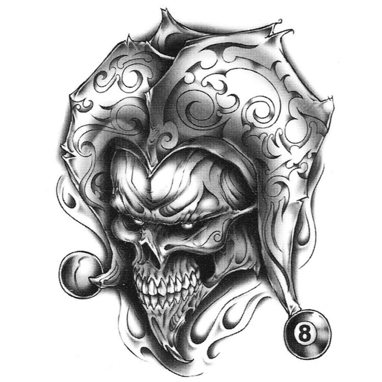 Realistic Urban Joker Skull Tattoo Design