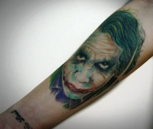 Right Forearm Joker Face Tattoo