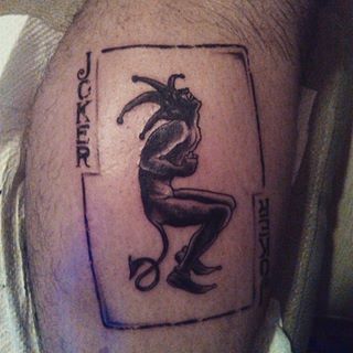 Right Leg Joker Card Tattoo