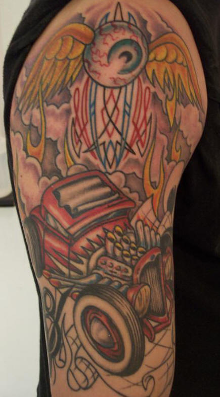 Right Sleeve Red Car Tattoo