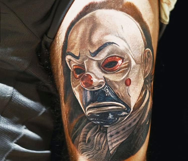 Sad Joker Portrait Tattoo On Thigh by Nikko Hurtado