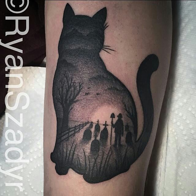 Silhouette Cat Tattoo Idea by Ryanszadyr