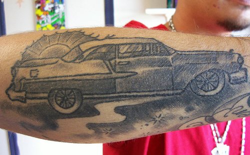 Simple Car Tattoo On Right Arm