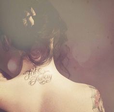 Simple Feminine Script Tattoo On Girl Back Neck