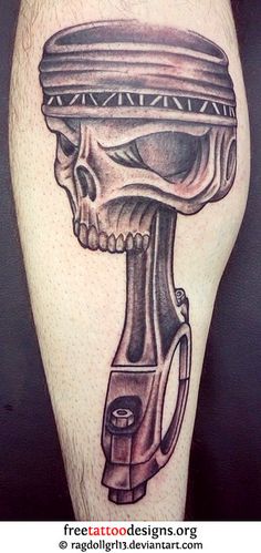 Skull Piston Car Parts Tattoo