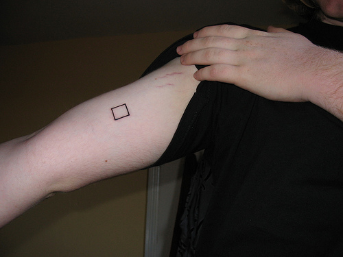 Small Square Tattoo On Bicep