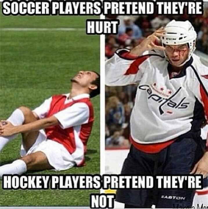 Soccer And Hockey Players Pretend Funny Meme Picture