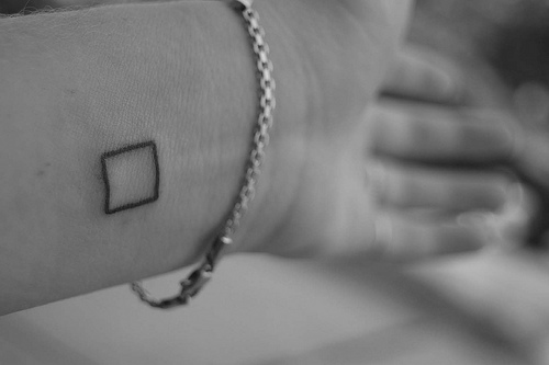 Square Tattoo On Left Wrist